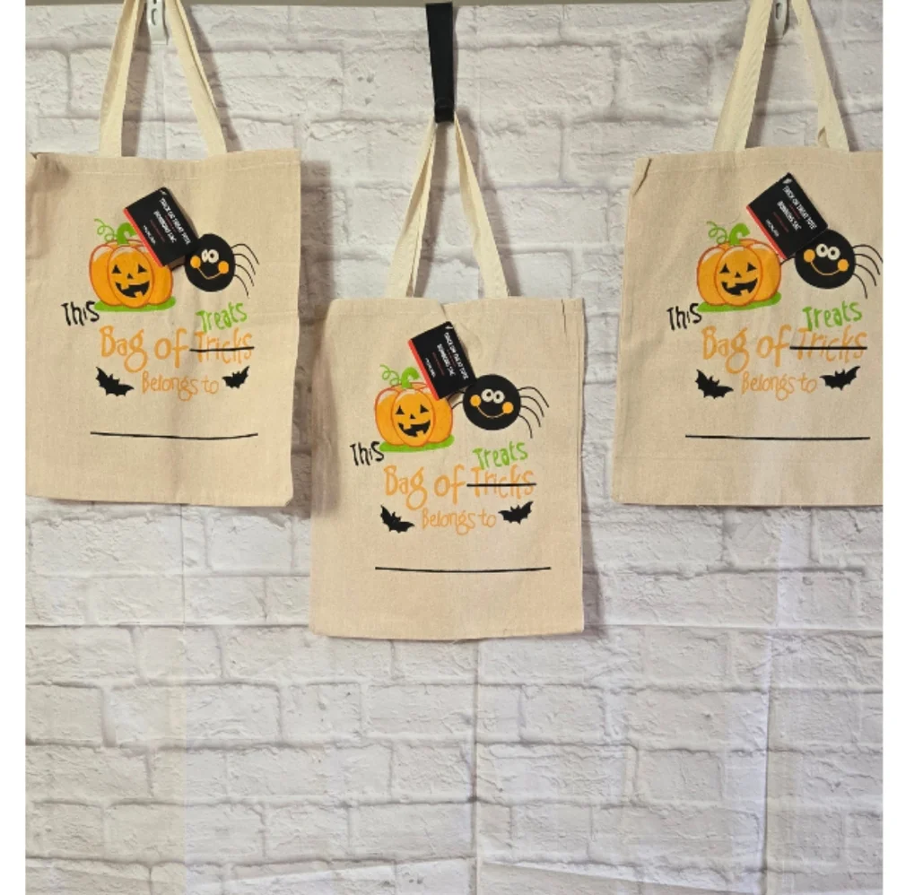 Halloween Trick or Treat Canvas Tote Bag Set Of 3